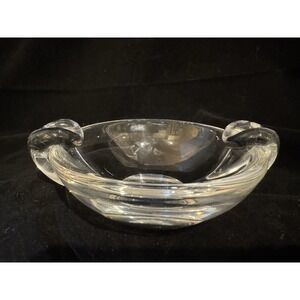 VTG STEUBEN David Hills Crystal Ashtray Double Handle, Signed AS IS See desc
